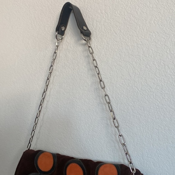 PULICATI Women’s Orange/Brown Suede Leather Shoulder Bag. Made in Italy - Picture 2 of 10